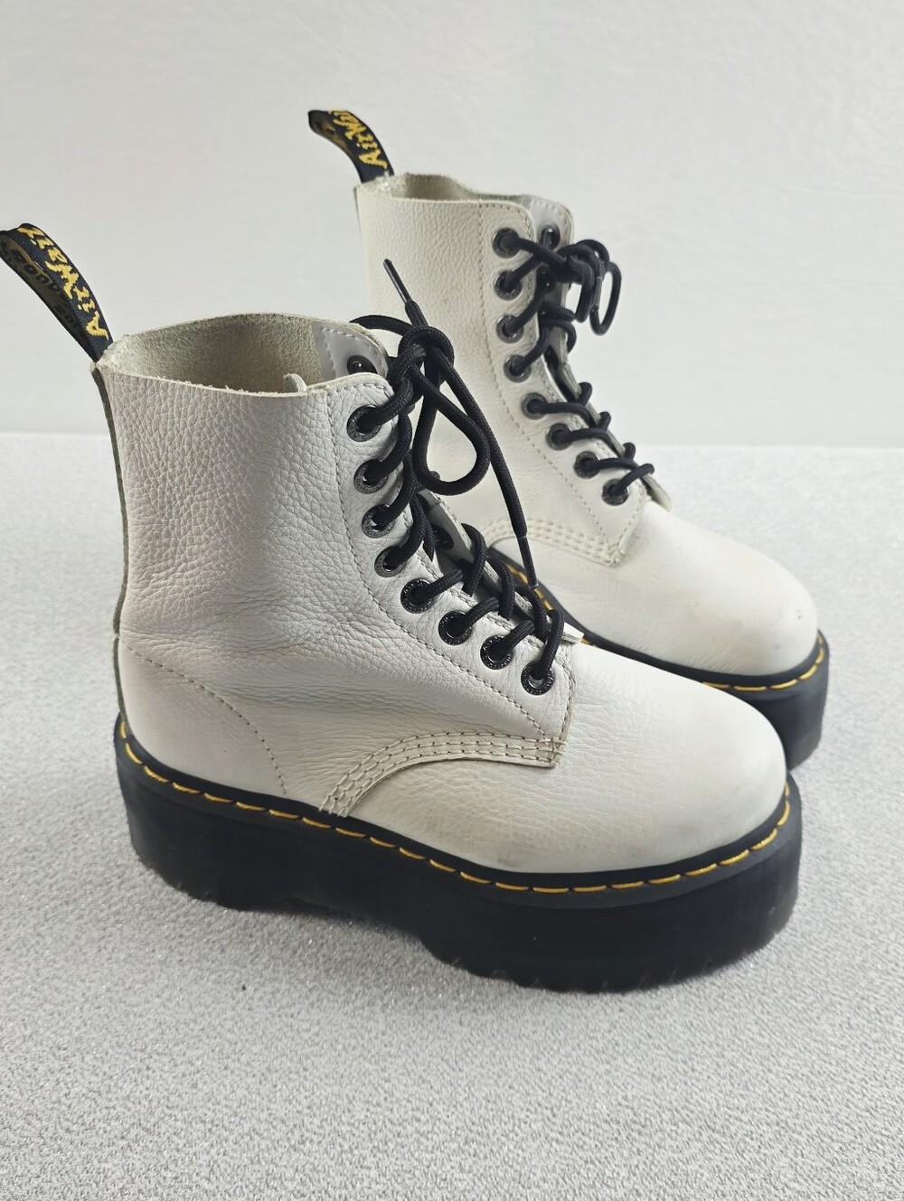 Dr. Martens 1460 Pascal Max Optical White Platform Boots Wmn's 7